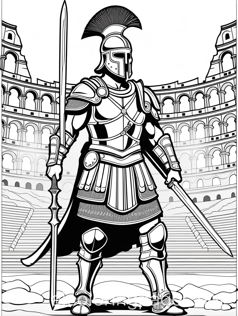 Ruthless-Gladiator-in-Battle-Armor-Coloring-Page