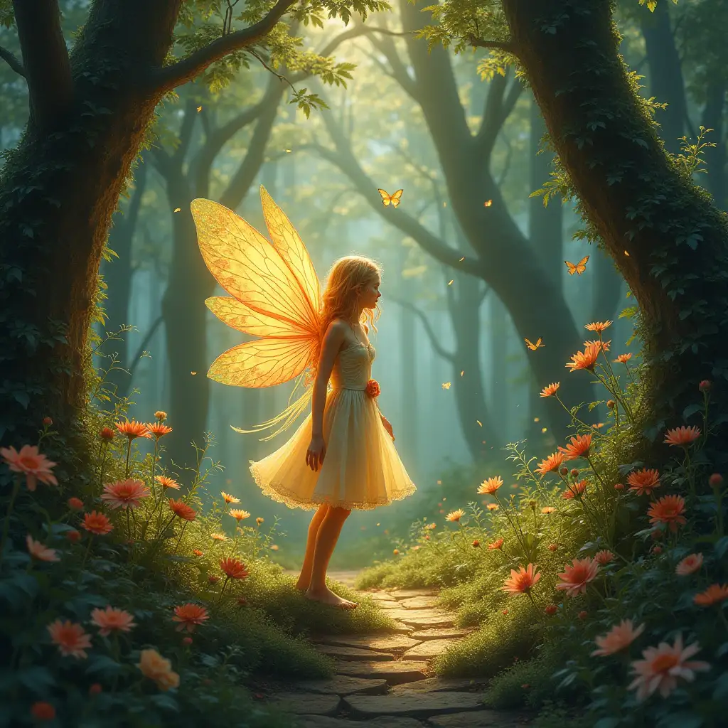 Magical-Forest-Scene-with-Glowing-Fairy-and-Intricate-Floral-Details