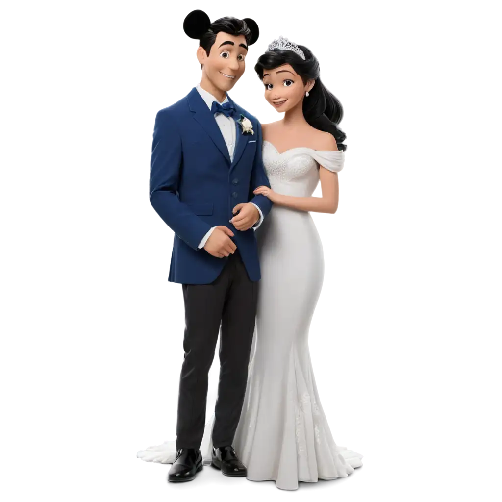 Disney-Style-Bride-and-Groom-PNG-Image-Magical-Wedding-Illustration