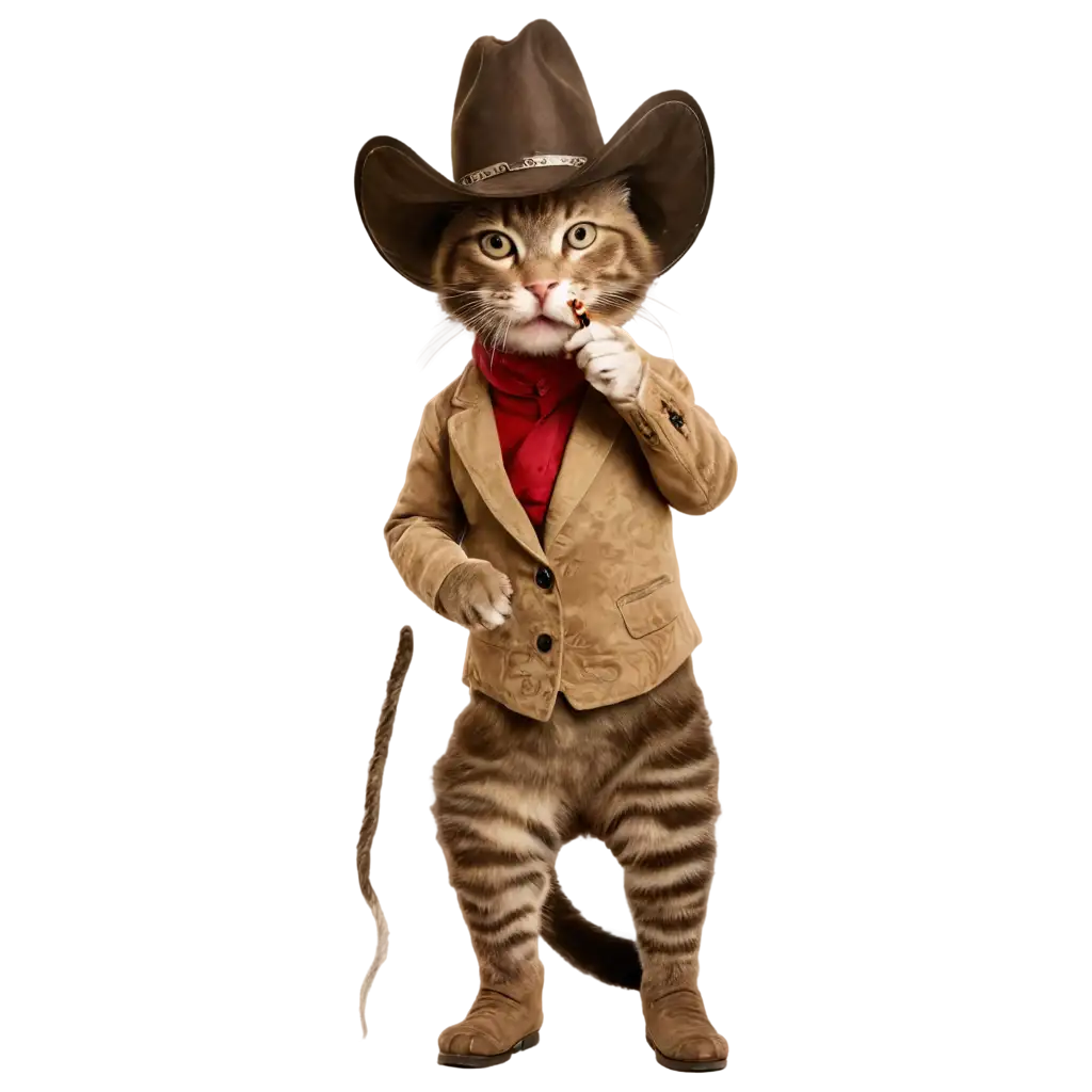 a cowboy cat smoking a cigar with style