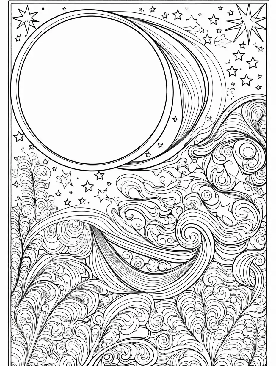 Celestial Designs Keychains with starry or moonlit themes , Coloring Page, black and white, line art, white background, Simplicity, Ample White Space. The background of the coloring page is plain white to make it easy for young children to color within the lines. The outlines of all the subjects are easy to distinguish, making it simple for kids to color without too much difficulty