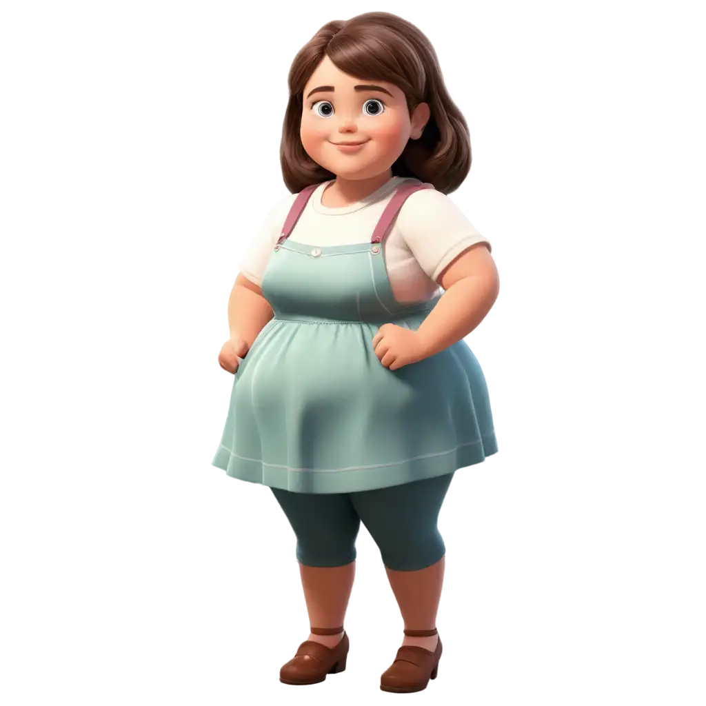 Adorable-Cartoon-Little-Fat-Pretty-Girl-PNG-HighQuality-Digital-Art