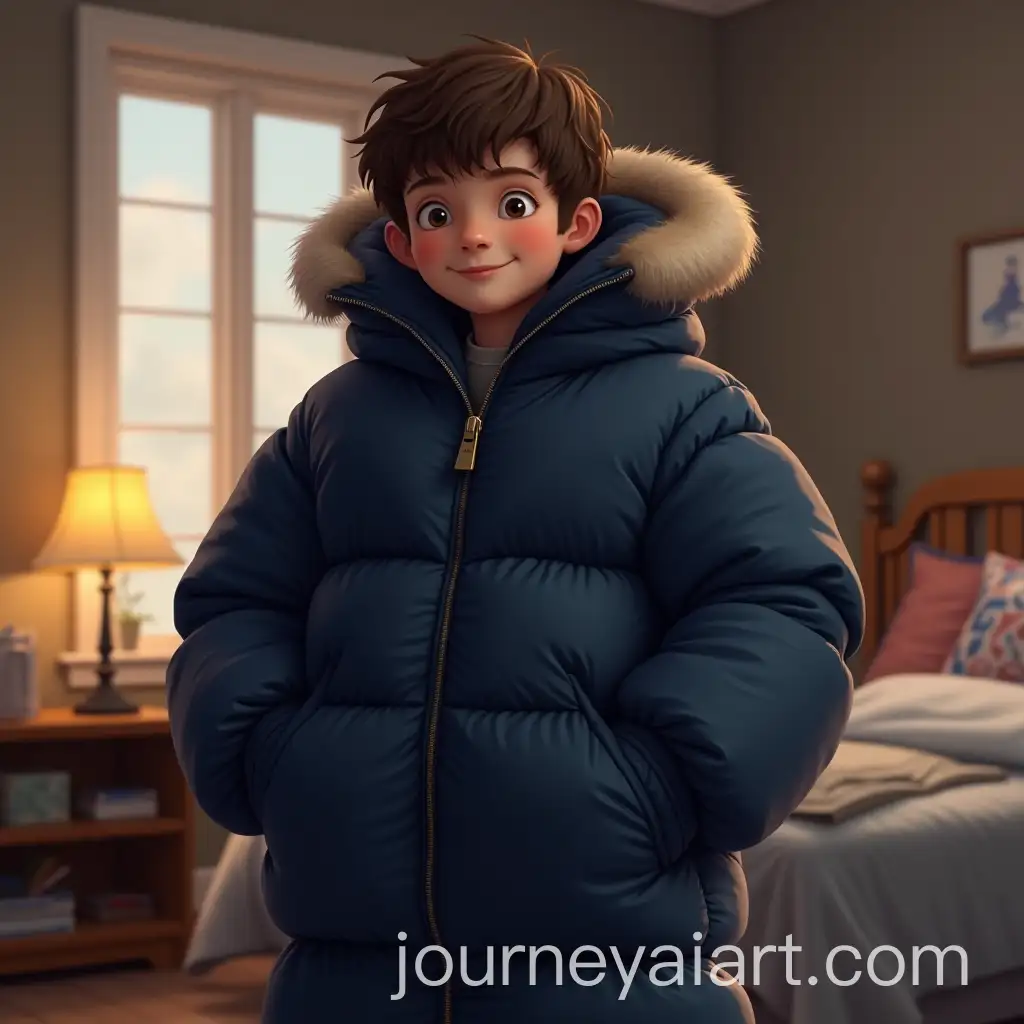 12YearOld-Boy-in-Overly-Puffy-Winter-CoatAI-Image-Prompt-Expansion-in-Warm-Bedroom