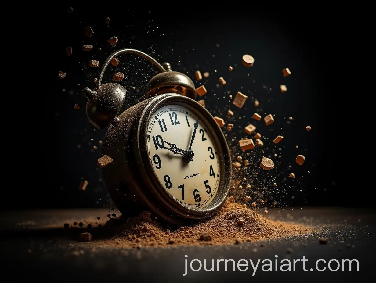 Shattered-Vintage-Clock-Exploding-into-Fragments-with-Gears-and-Hands-Frozen-in-MidAir