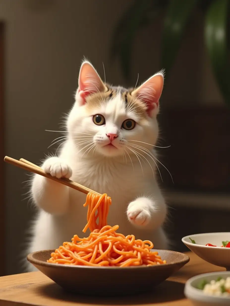 We created a 30-second video with a cat cooking traditional food.