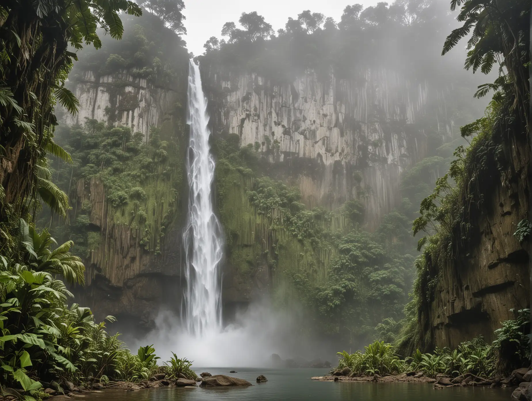 Majestic-Waterfall-in-Rainforest-Cliff-Landscape