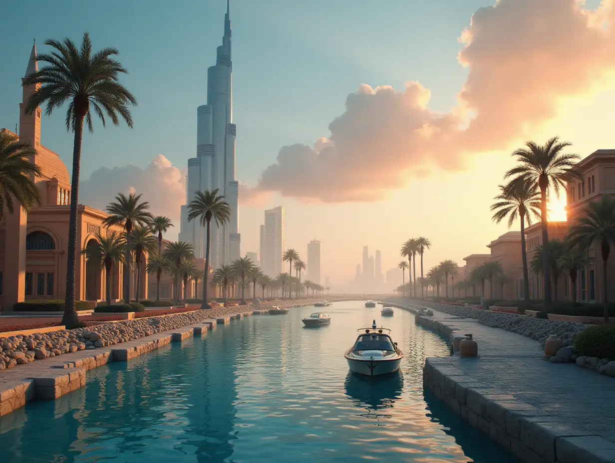 create image of beautiful scenery in Dubai in the 1990s