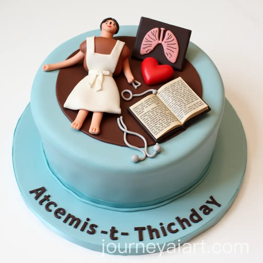 Anatomy-Theme-Chocolate-Cake-with-Sky-Blue-Fondant-and-Book