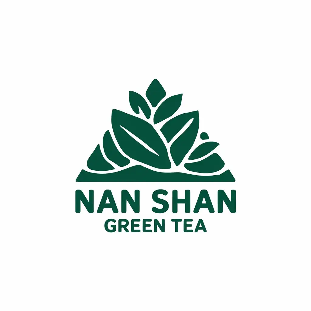 a vector logo design,with the text "Nan Shan Green Tea", main symbol:tea leaves mountain,Moderate,be used in Retail industry,clear background