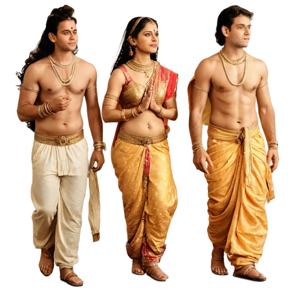 Ram-Sita-and-Laxman-Walking-PNG-Image-HighQuality-Digital-Art-for-Various-Uses