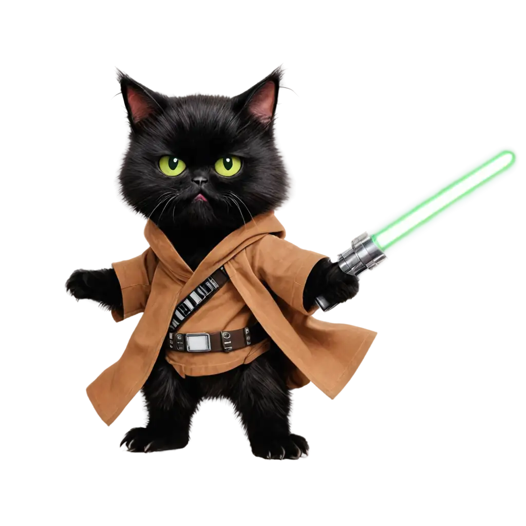 Angry-Black-Cat-Ewok-in-Stormtrooper-Uniform-Holding-Green-Lightsaber-HighQuality-PNG-Image