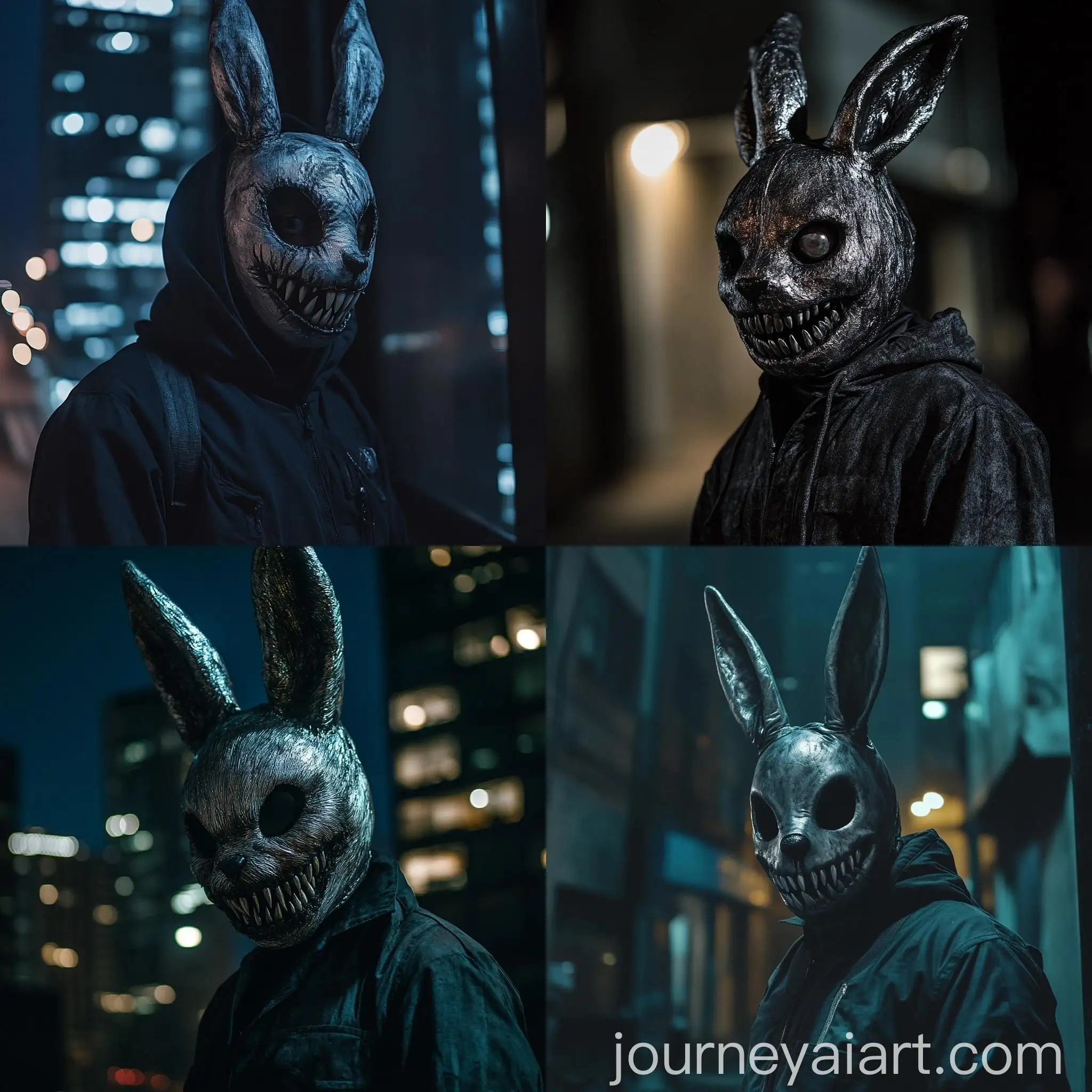 Creepy-Rabbit-Costume-in-Dark-City-Background