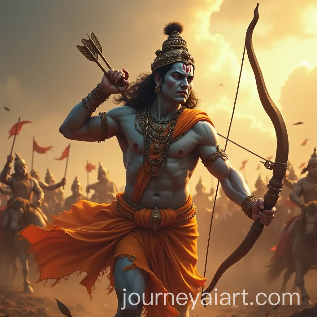 Ancient-Hindu-God-Rama-in-Battle-with-Bow-and-Arrow