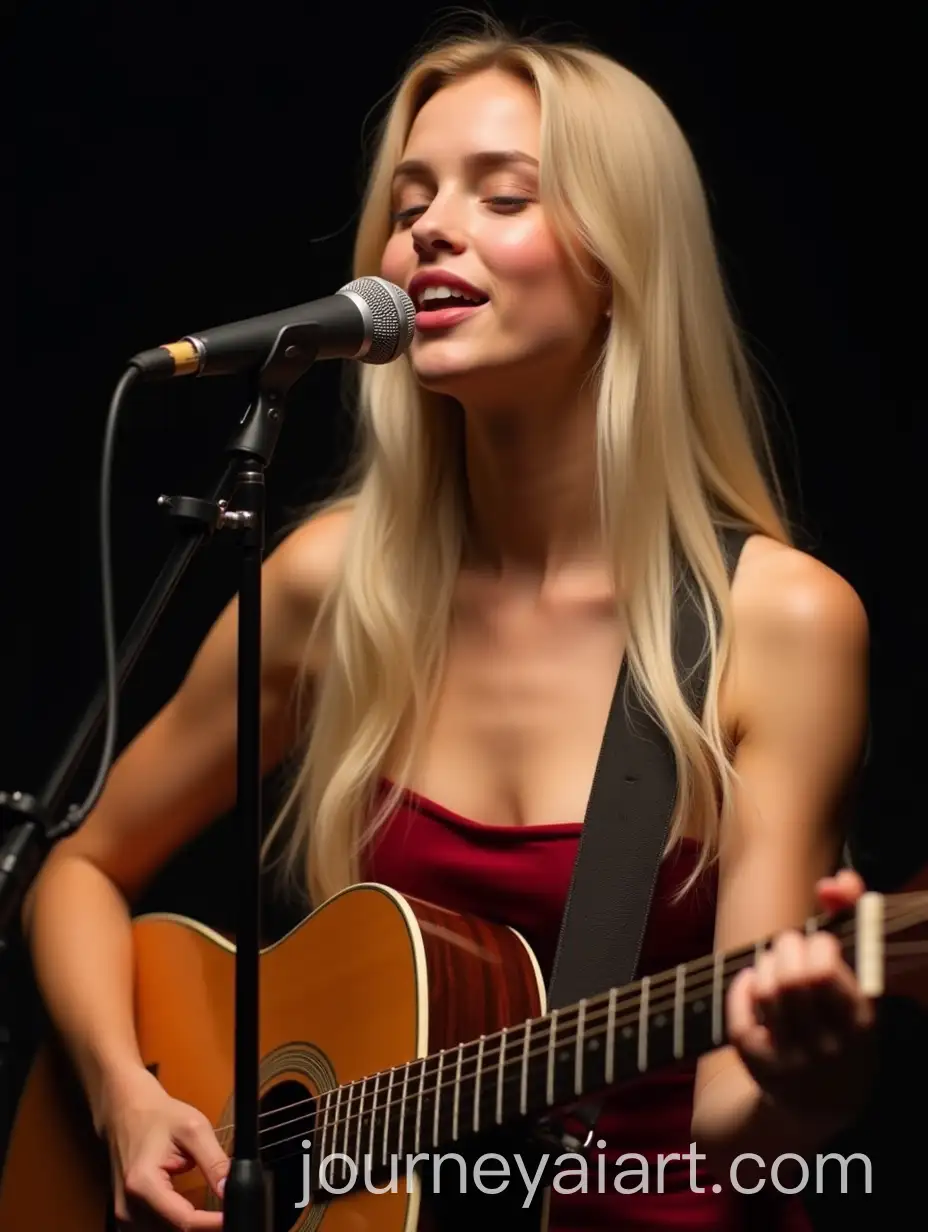 Young-Woman-Performing-on-Stage-with-Acoustic-Guitar-in-Soft-Stage-Lighting