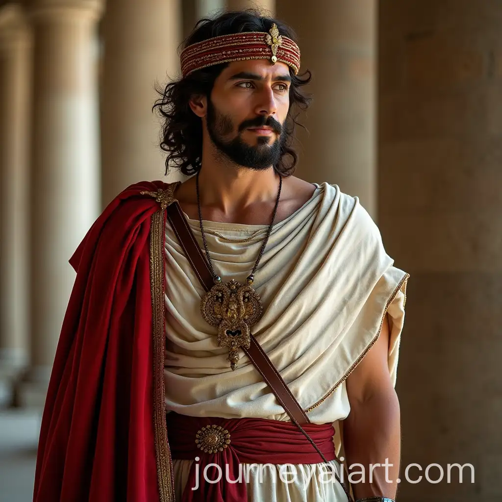 Hassan-Mubarak-Wearing-Roman-Clothes-in-Historical-Setting