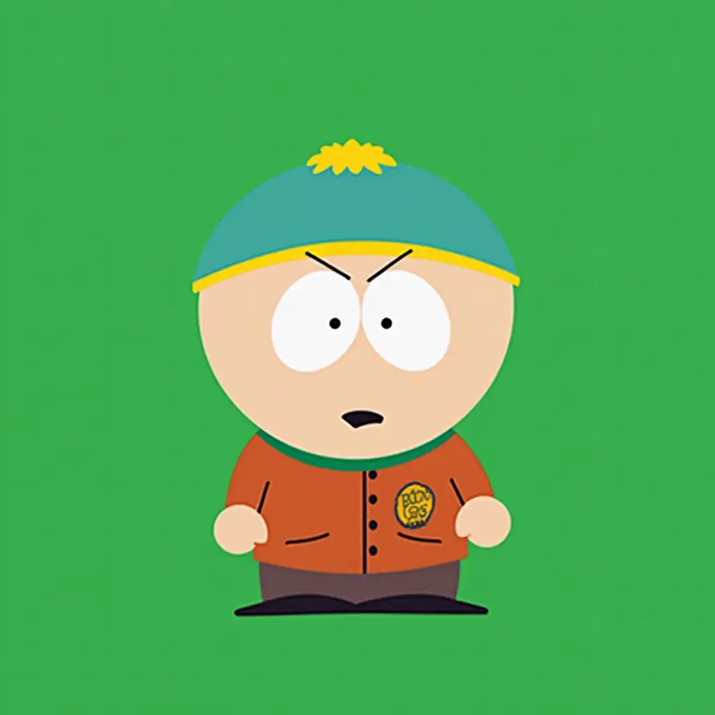 South Park Character on Green Background