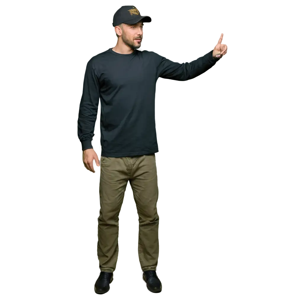 HighQuality-PNG-Image-of-a-Man-in-Black-Shirt-and-Army-Pants-Holding-a-Hat