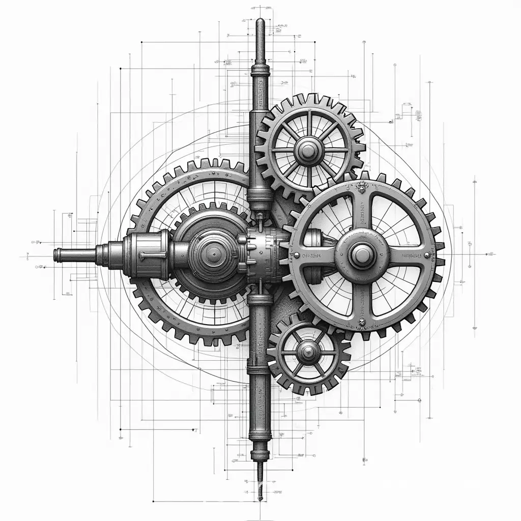 Intricate-Mechanical-Gear-System-in-Black-and-White-Engineering-Blueprint-Style