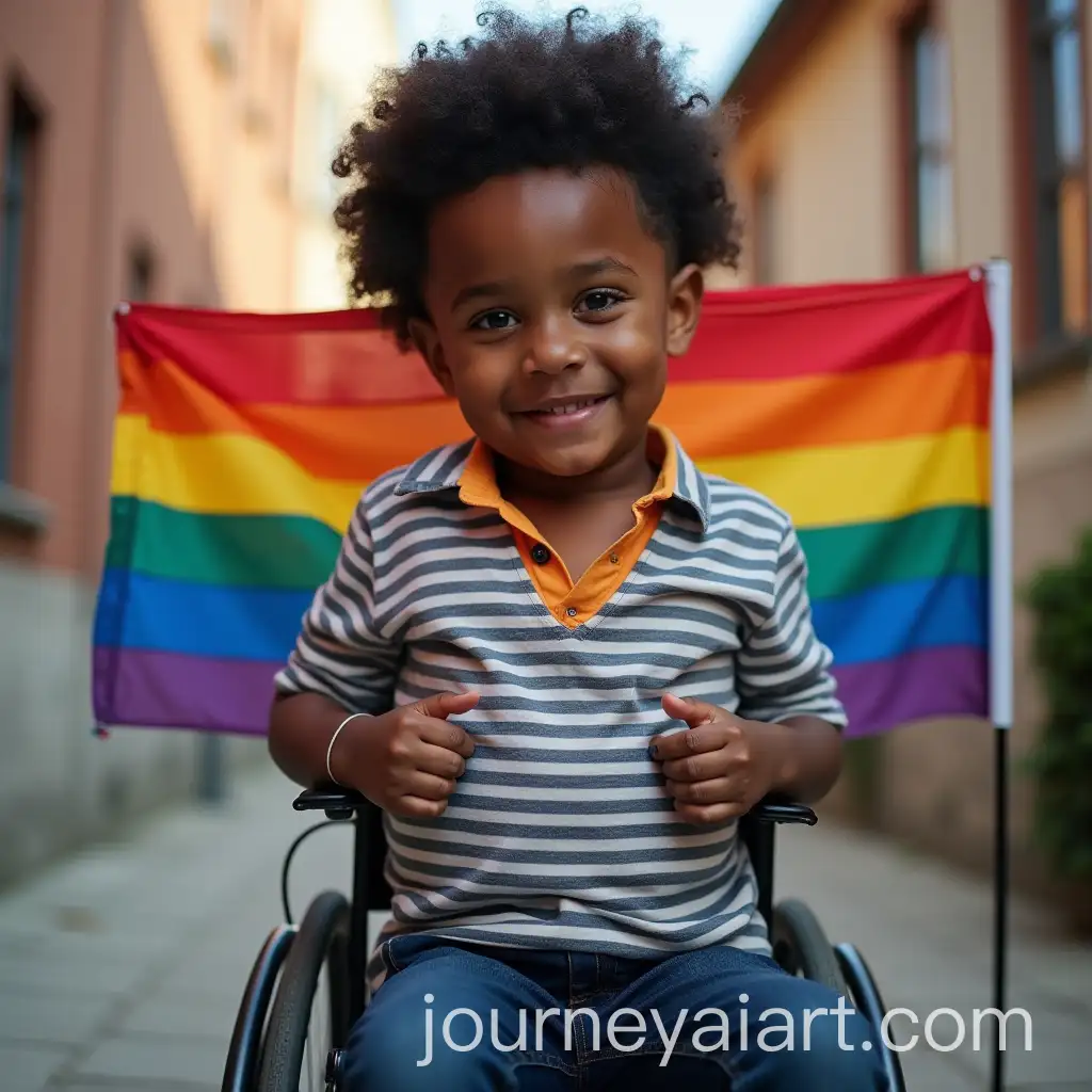 Portrait-of-a-Black-Jewish-Gay-Disabled-Boy-with-LGBTQ-Flag-and-Down-Syndrome