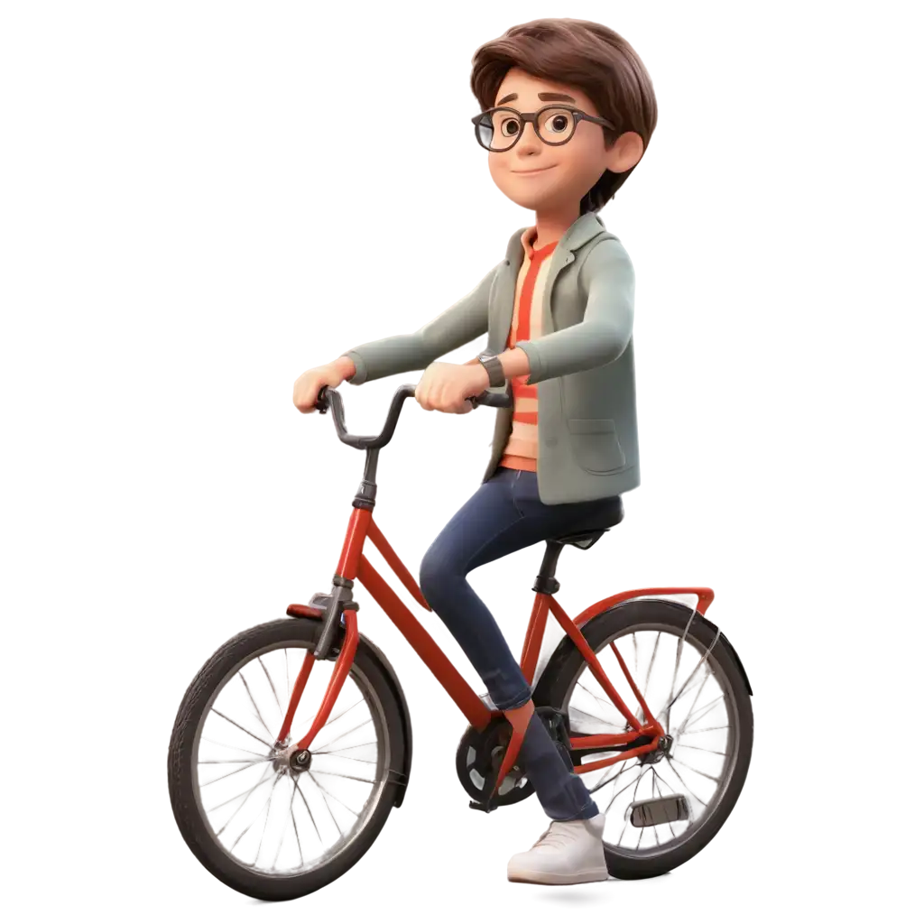 SEOFriendly-PNG-Image-3D-Animation-of-Handsome-Little-Kid-Wearing-Glasses-Riding-a-Bicycle