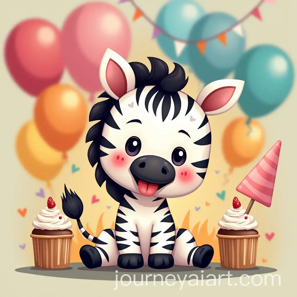 Happy-Baby-Zebra-at-Vibrant-Birthday-Party-with-Colorful-Decorations