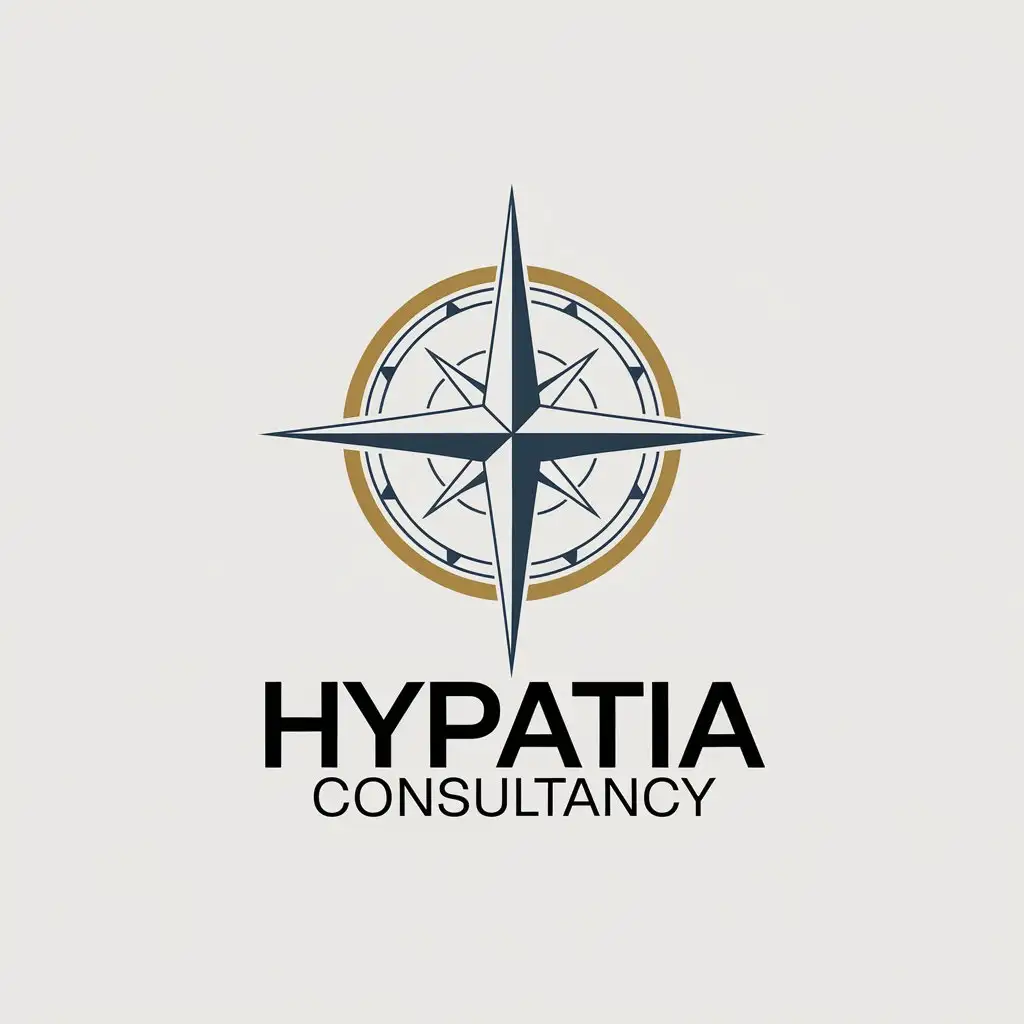 LOGO-Design-For-Hypatia-Consultancy-Sapphire-Blue-Gold-with-Compass-and-Neoplatonism-Symbol