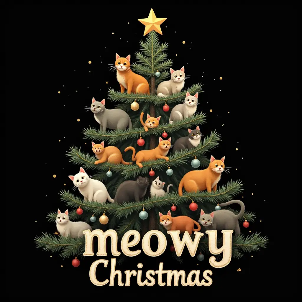 Festive-Christmas-Tree-Adorned-with-Playful-Cats