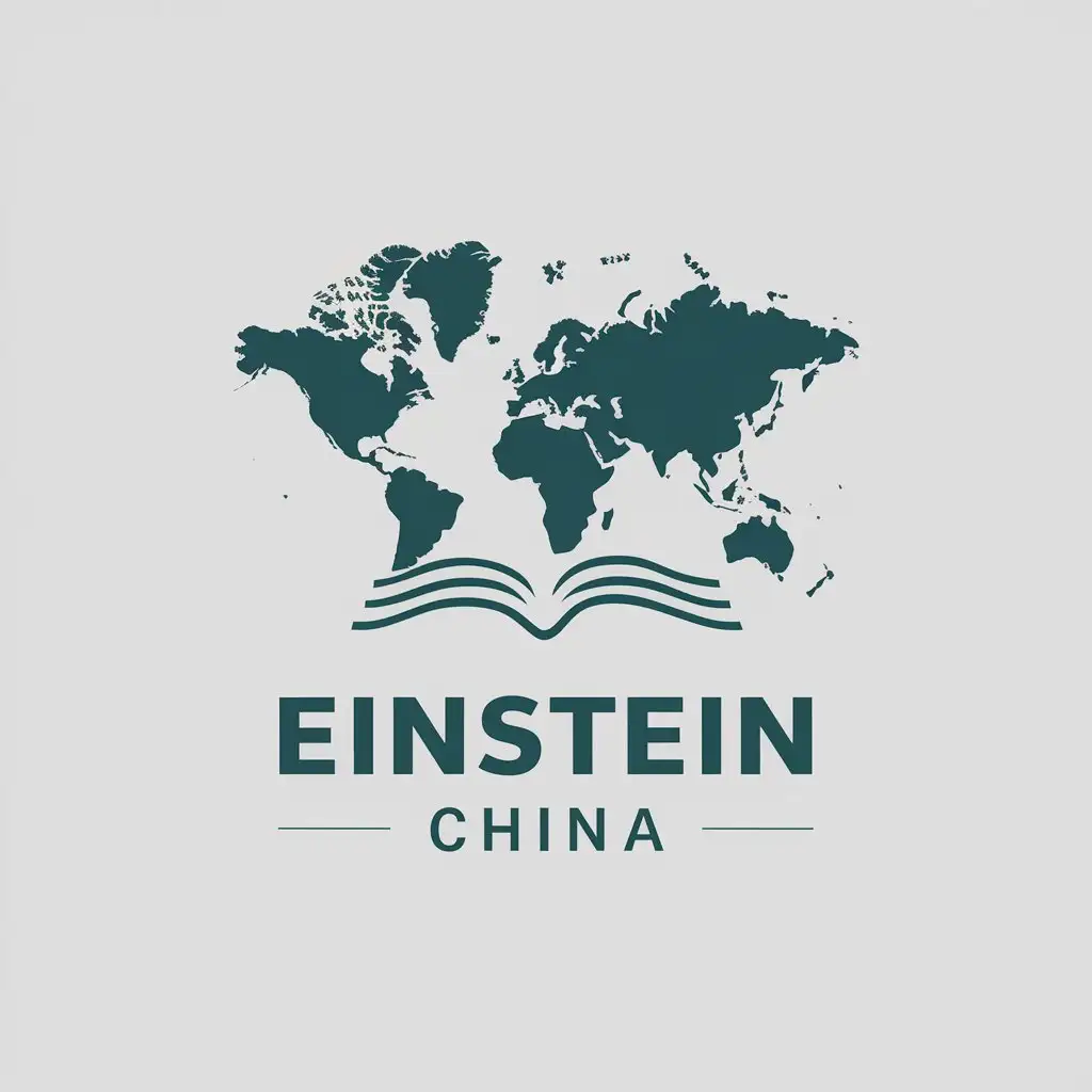 a vector logo design,with the text "Einstein China", main symbol:world map  book,Moderate,be used in Education industry,clear background