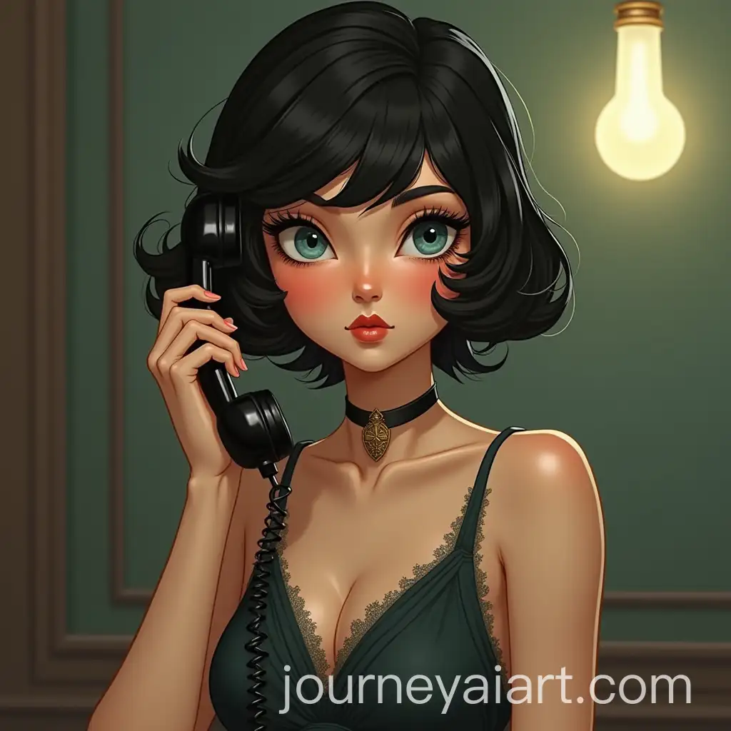 Dreamy-Hispanic-Flapper-Girl-in-1920s-Telephone-Operator-Dress