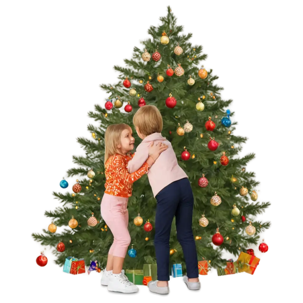 Children-Love-to-Decorate-the-Tree-PNG-HighQuality-Image-for-Holiday-Designs