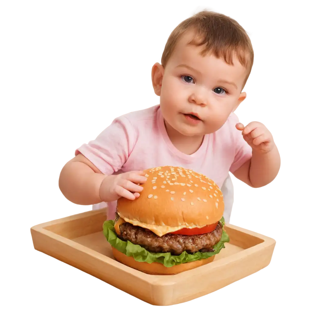 Baby with burger