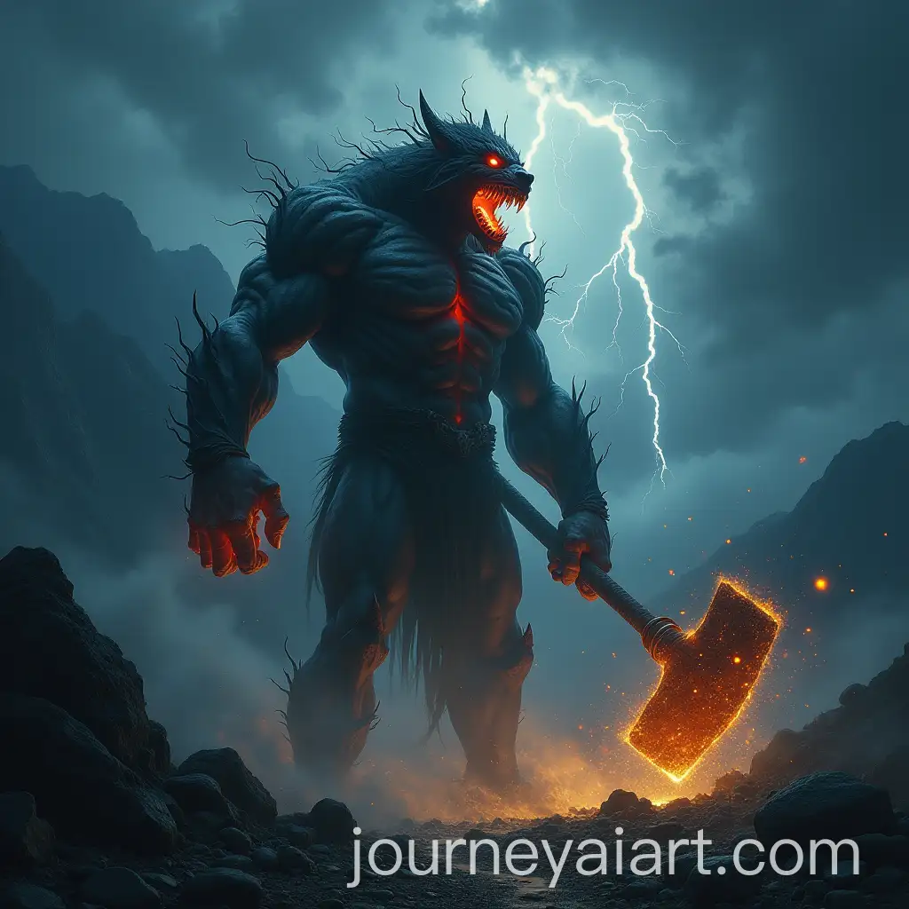 Giant-Muscular-Figure-with-Glowing-Red-Eyes-Roaring-on-a-Stormy-Night-in-the-Himalayan-Foothills