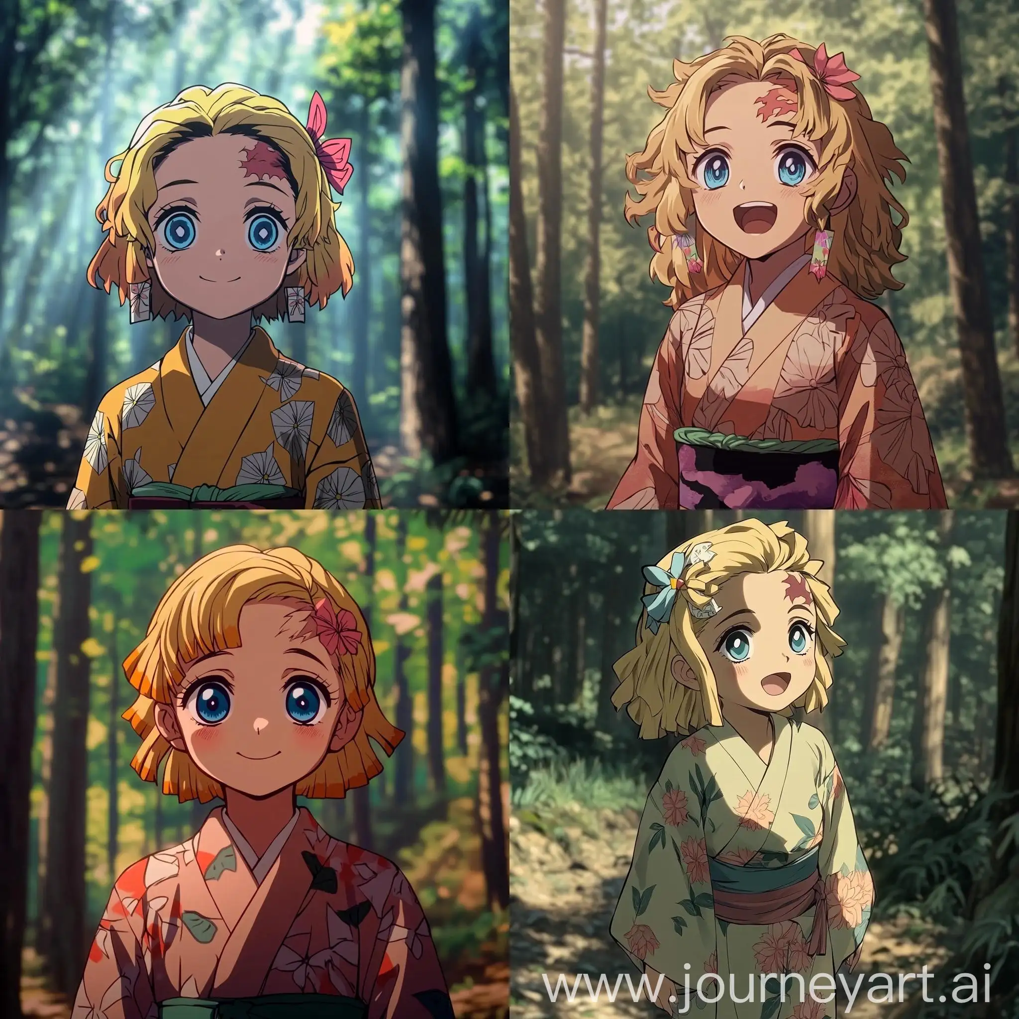 Young-Girl-in-Kimono-Smiling-in-Forest-Demon-Slayer-Anime-Scene