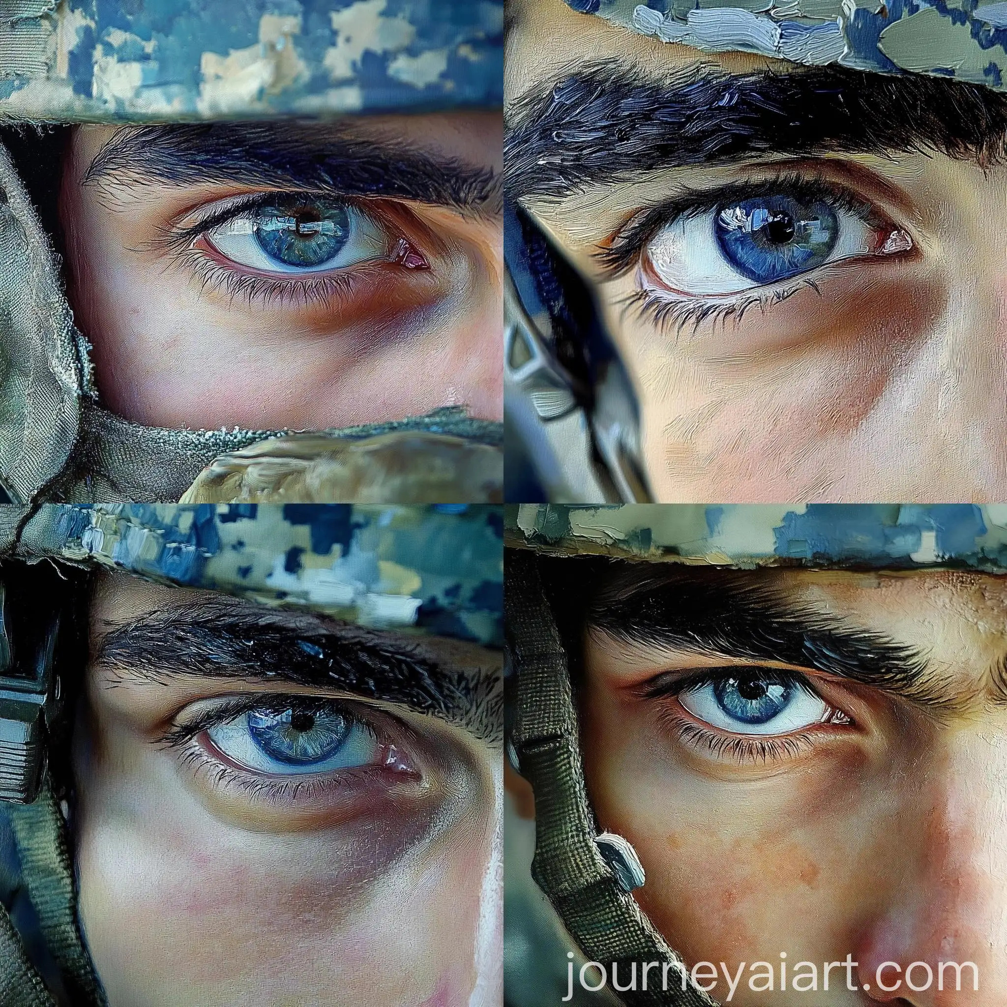 Israeli-Soldiers-Face-in-Blue-and-White-Impressionism