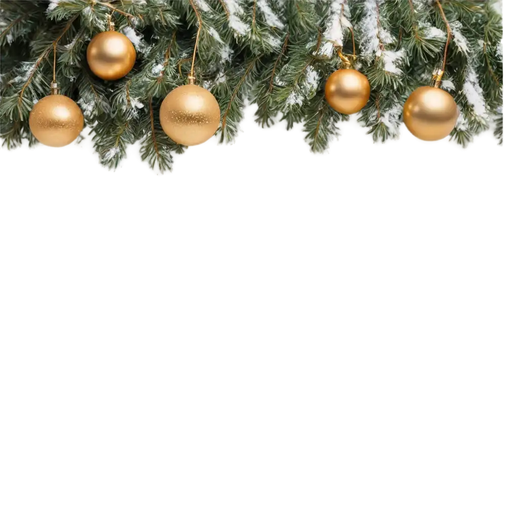 SnowCovered-Christmas-Tree-Branch-with-Golden-Baubles-PNG-Image-HighQuality-and-Transparent-Format-for-Seasonal-Designs