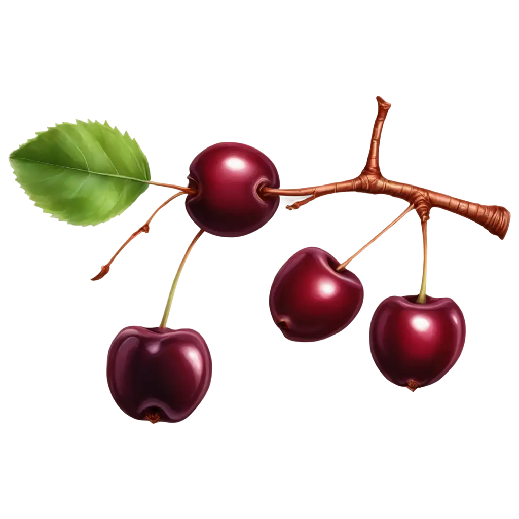 Realistic-Black-Cherry-PNG-Illustration-with-Leaves-for-HighQuality-Visuals