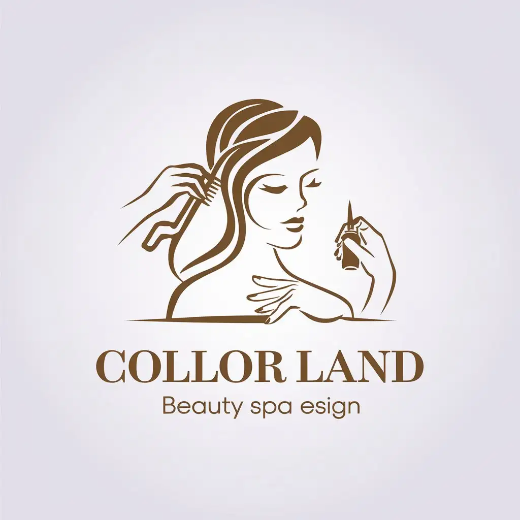 LOGO Design for Collor Land Minimalistic Vector with Hair Cut and Nail Painting Theme for Beauty Spa