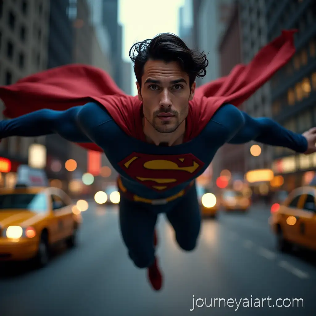 Superhero-Soaring-Above-a-Nighttime-New-York-City-Street