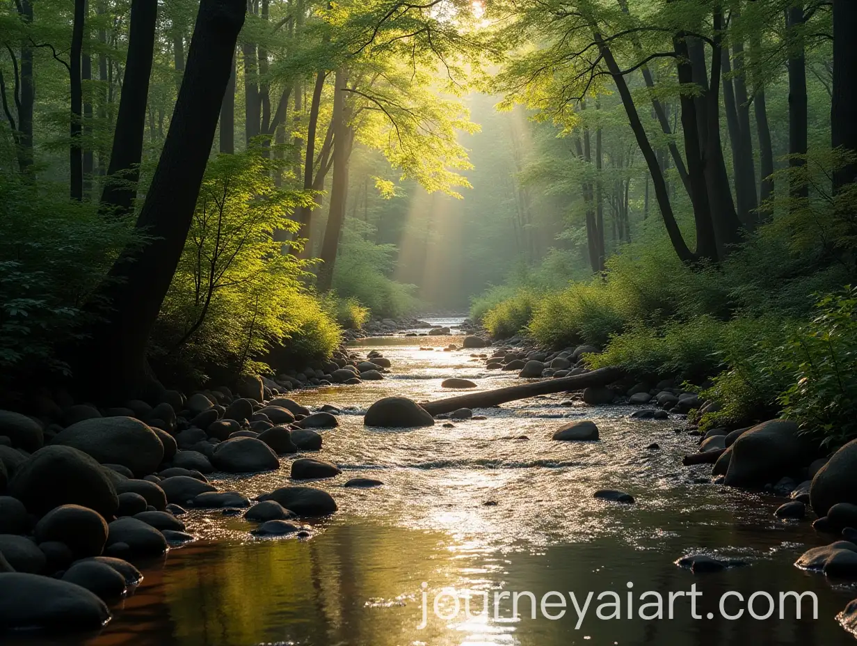 Sunlit-Forest-Brook-with-Shimmering-Water