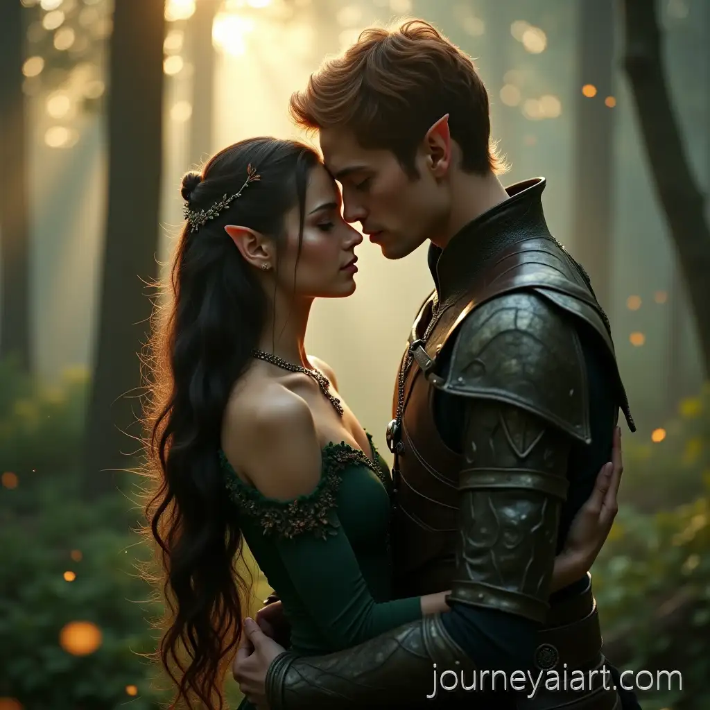 AI-Art-Prompt-ExpansionElven-Lovers-Embracing-in-a-Misty-Enchanted-Forest-at-Dawn