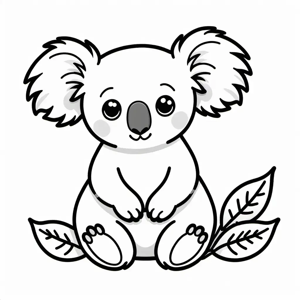 Baby-Koala-Coloring-Page-Black-and-White-Line-Art-on-White-Background