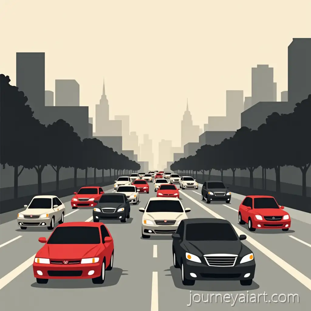 Cars-Stuck-in-Traffic-Jam-MinimalistTraffic-Jam-Illustration-Urban-Vector-Illustration