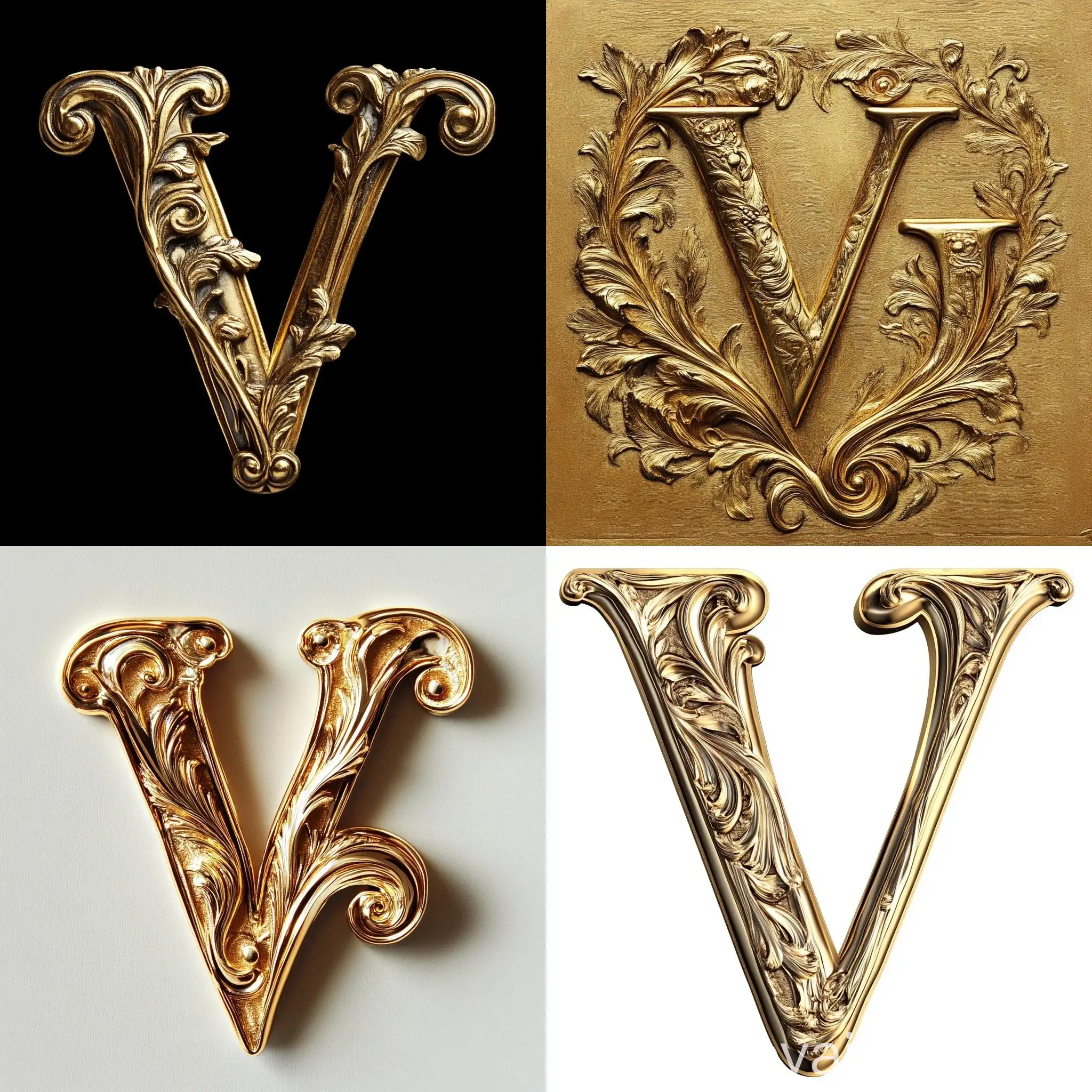 Gold-Royal-Alphabet-Initial-V-on-Top-of-G-in-Elegant-Style
