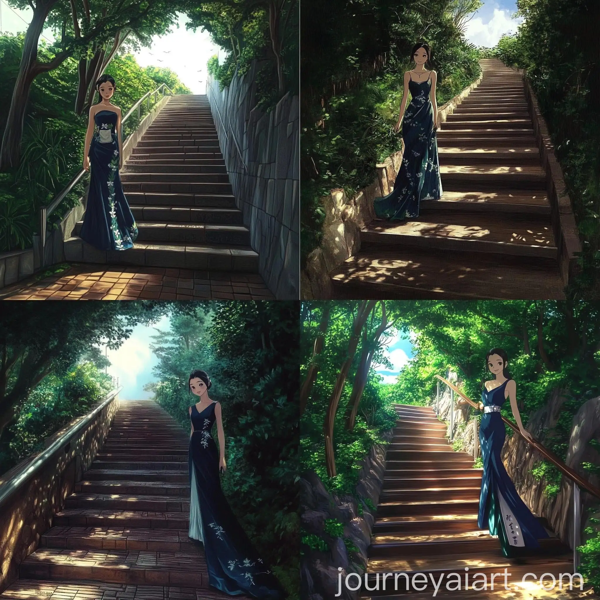 Studio-Ghibli-Style-Digital-Art-of-Road-Staircase