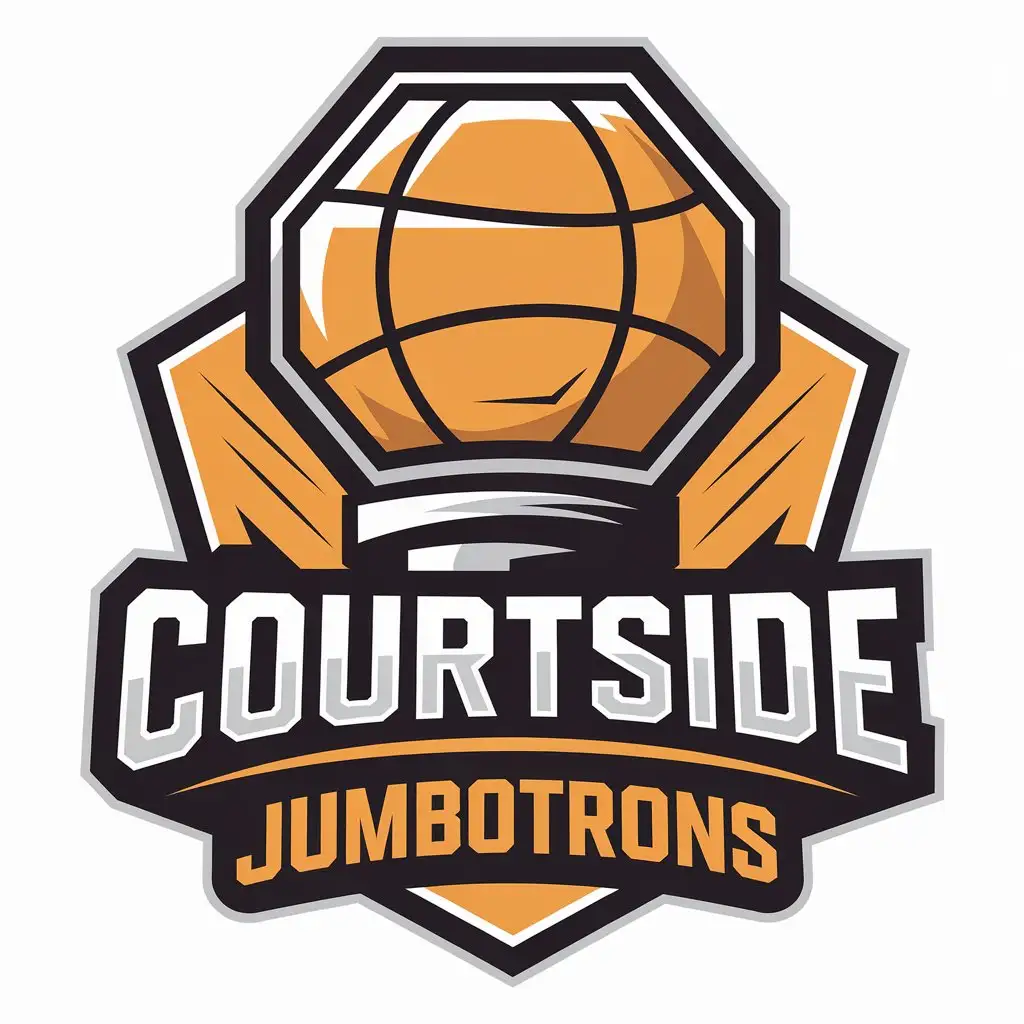 LOGO Design for Courtside Jumbotrons Jumbotron Shaped Irregular Octagon for Entertainment Industry