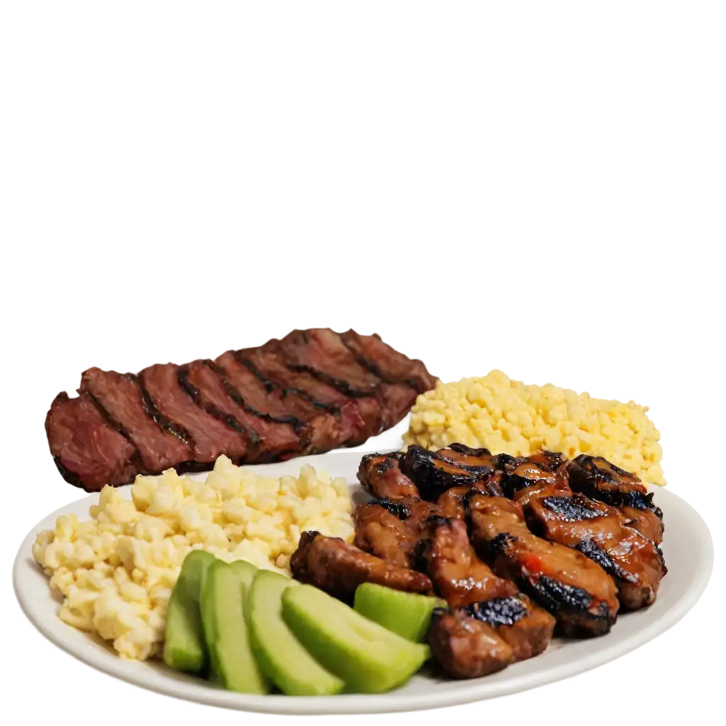 HighQuality-PNG-Image-of-a-Plate-of-Food-with-Barbecue-Meat