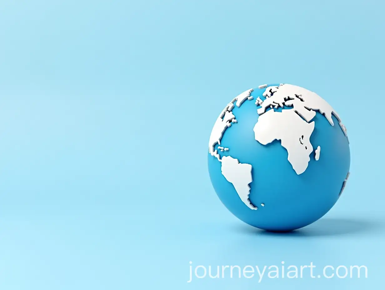 3D-Globe-Illustrating-Global-Logistics-with-Blue-Continents-and-White-Oceans