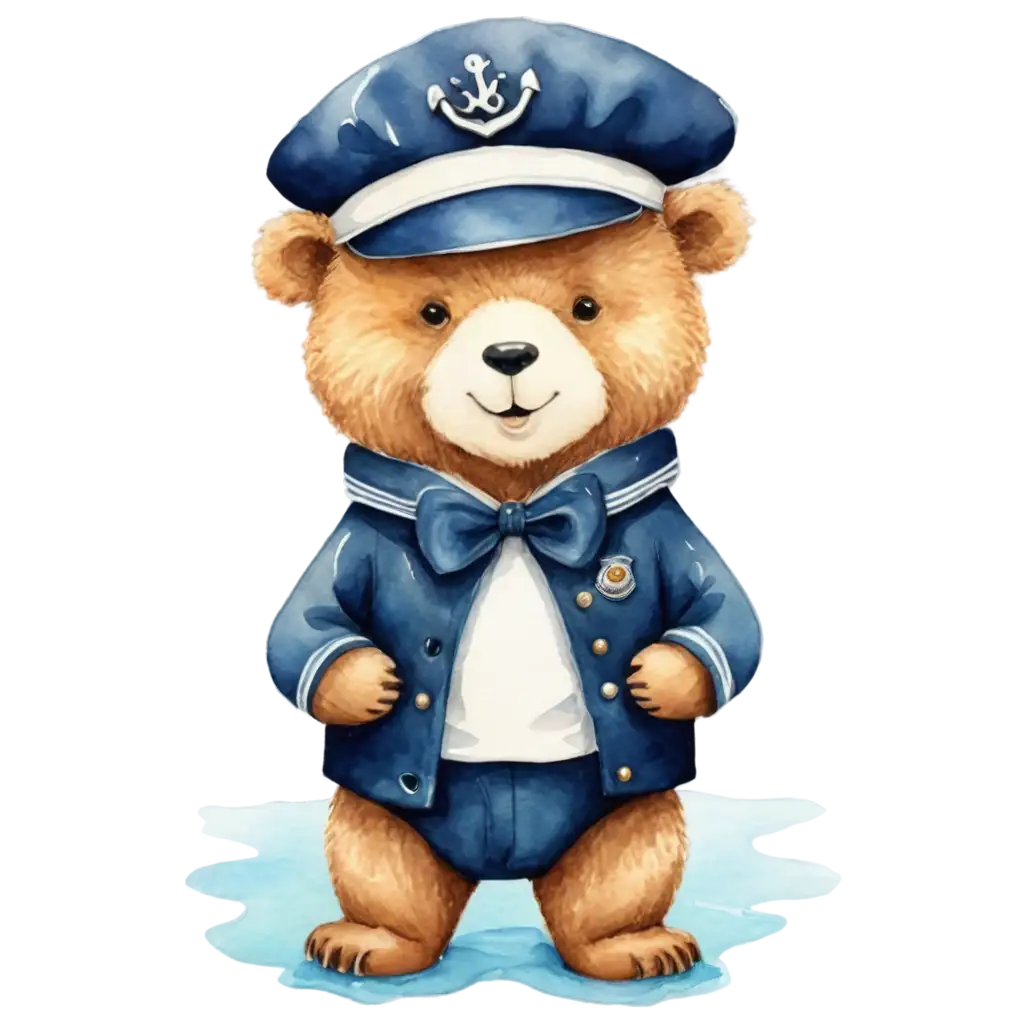 bear sailor watercolor art