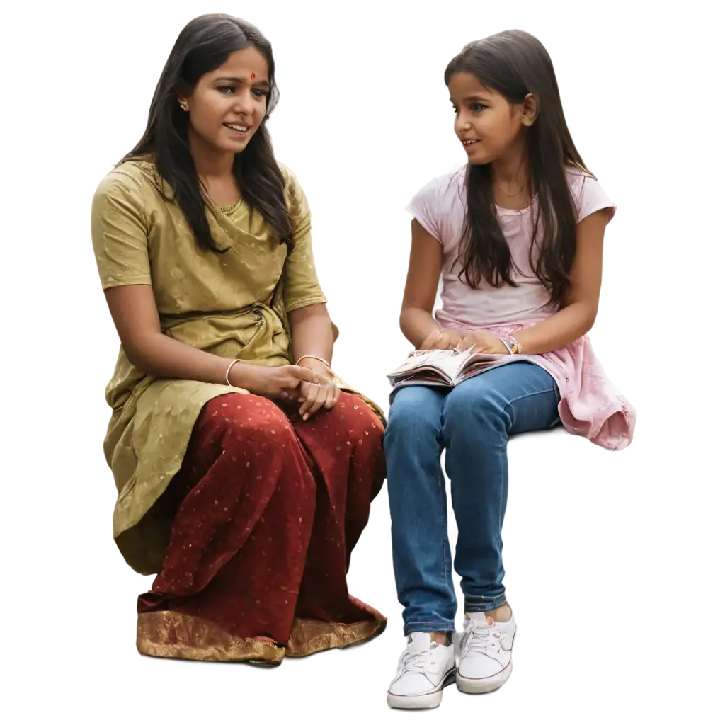 PNG-Image-of-a-3rd-Standard-Indian-Girl-Discussing-with-Her-Mother-Ideal-for-Education-and-Family-Content