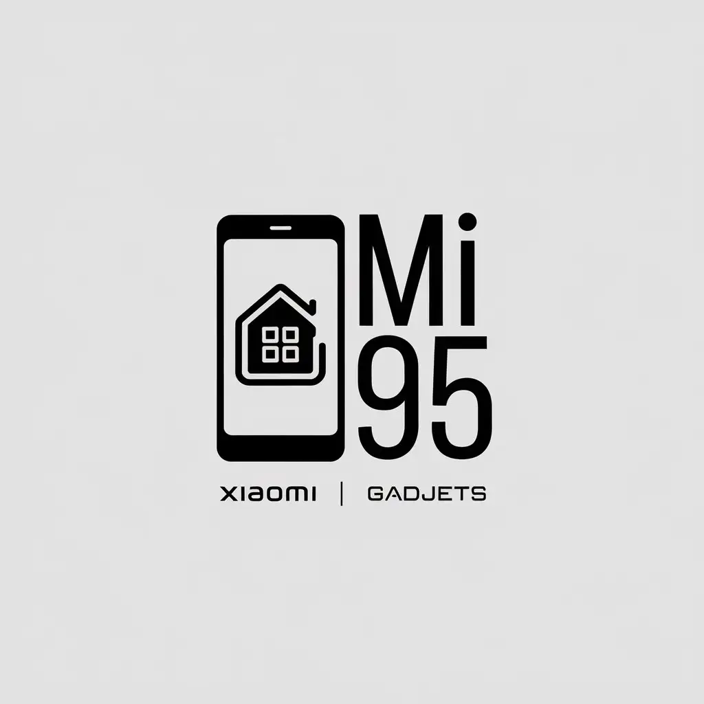 a vector logo design,with the text "MI95", main symbol:Smartphone, Smart home, Xiaomi, Gadjets,Moderate,be used in phones, pads, robots, gadjets industry,clear background